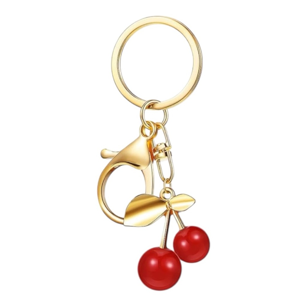 Cherry gold purse key chain NEW decorative red and gold